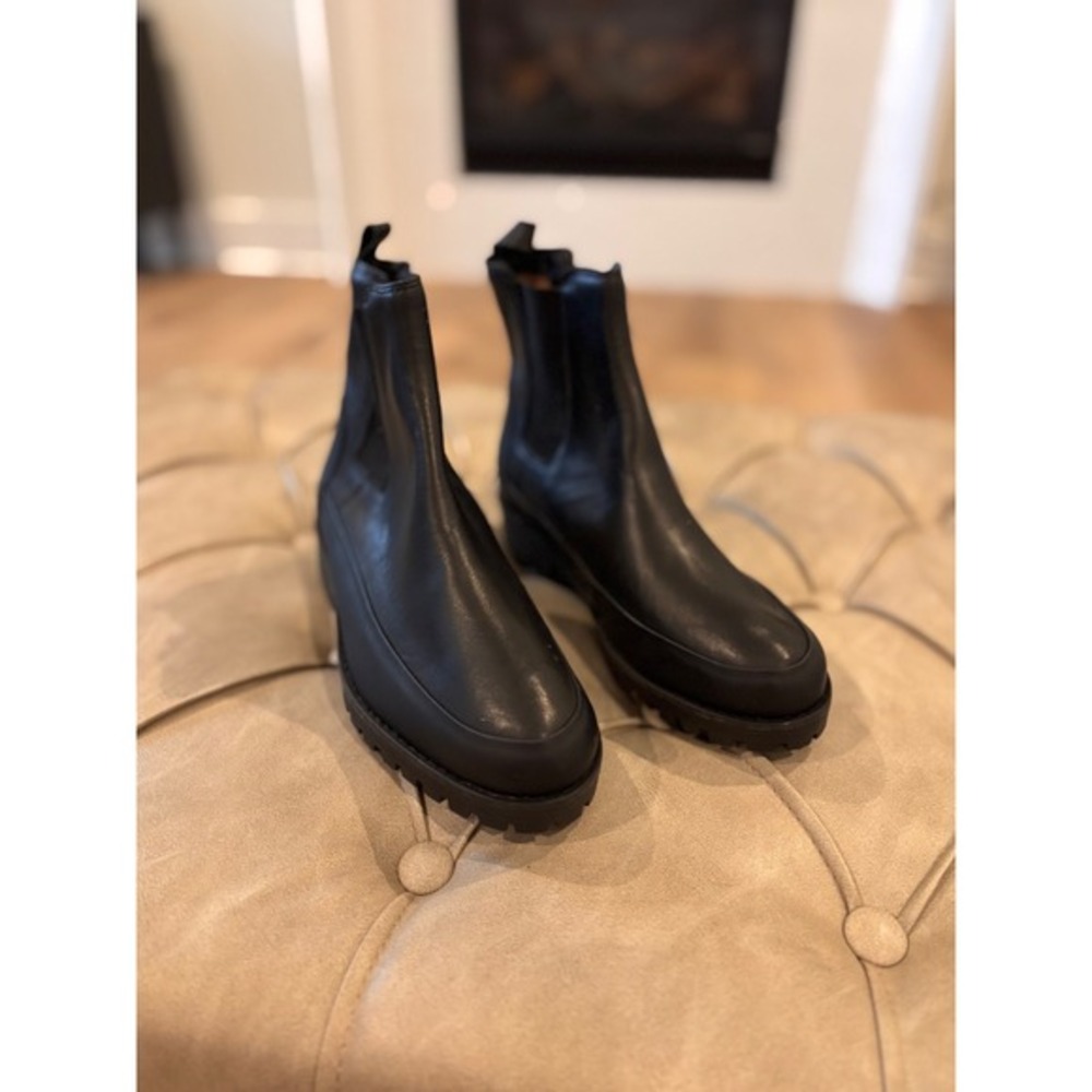 Rebecca Allen‎ The Skylar Boot Black Leather Lug Sole Chelsea Boots Womens 6.5